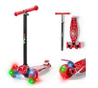 Patinete Infantil evolutivo 3 Ruedas ATAA Flash con Luces LED, Manillar Ajustable, Freno Trasero, Ruedas de PU Resistentes, Sistema de dirección por inclinación - de 3 a 9 años (Spider)