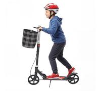 Patinete para adultos, 150 kg, plegable, con doble freno y cesta | Hecho de acero al carbono con manillar de altura ajustable, grandes ruedas de poliuretano y cubierta antideslizante para