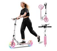 Patinete para niños a partir de 8 años, adolescentes y adultos, con freno de mano delantero y freno trasero, y manubrio ajustable, ruedas de poliuretano grandes y resistentes, gran regalo y juguete