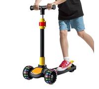 Patinete para niños ajustable en altura, patinete para niños | Scooter plegable para niños ajustable, patinete de ciclismo al aire libre con guía inclinada con 3 ruedas luminosas para niño