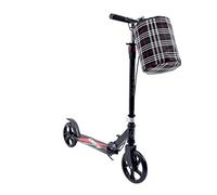Patinete plegable de dos ruedas City Work Mobility con altura ajustable y manillar plegable, con cesta de almacenamiento, construcción robusta, para niños y adultos de hasta 150 kg, color negro