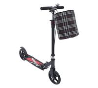 Patinete plegable para adultos y niños, altura ajustable con plataforma ancha y gruesa, 200 kg, color negro con freno y bolsa de almacenamiento