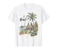 Patinete Vintage de Bali Palm Temple Tropical Travel Camiseta gráfica económica, Hombre, Blanco, XL