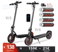 Patinete Eléctrico Urbano W5/W3, Neumático de 8.5 Pulgadas, 36V7.8Ah, Velocidad Máxima 25km/h, Autonomía 24-34km, Doble Freno con APP Negro