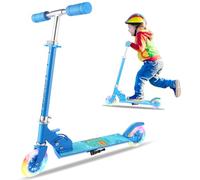 Patinetes para niños de 3 a 12 años, diseño plegable ligero, altura ajustable en 3 niveles, conducción suave y silenciosa, regalo para niñas y niños para interior y exterior (Azul)