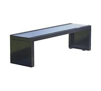Patio Banco for exteriores de 59,2/70,8 pulgadas sin respaldo, banco de parque de metal en aerosol negro, patas de estructura de acero y asientos de tubo redondo, fácil de instalar Exterior(180x42x42c