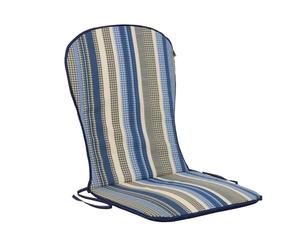 PATIO Cojín para Silla con Respaldo bajo, 89 x 44 cm, diseño de Rayas, Color Azul