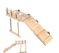 Patio de aves para jaula | Perca De Madera Natural | Lovebird Cage Ladder Swing Toys for Macaw Cascos