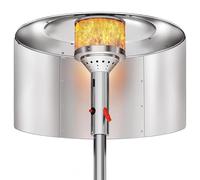 Patio Heater Reflector Hood para calefacción eficiente y segura, fácil montaje, 33 x 15 pulgadas, método de sujeción reforzado, para calentadores redondos de gas y fosas de propano