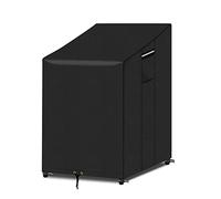 PATIO PLUS Funda para silla de jardín con ventilación de aire, tela Oxford 600D, impermeable, para exteriores, apilable, 68 x 96 x 110/150 cm (negro)