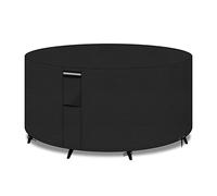 PATIO PLUS Funda redonda para mesa de jardín con rejillas de ventilación, funda redonda para mesa en tejido Oxford 600D, funda para muebles de jardín impermeable, cortaviento, anti-UV, 230x90cm, negro