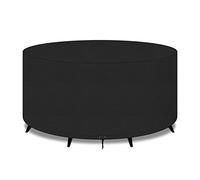 PATIO PLUS Gran mesa de jardín redonda cubierta de muebles 420D al aire libre Patio circular para silla Set impermeable Heavy Duty Jardín Cubiertas 250 x 90 cm, Negro