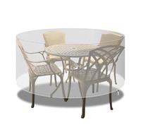 PATIO PLUS Ratán cubre muebles alrededor de la mesa de terraza impermeable - Cubre muebles de jardín redondo para mesa de terraza y sillas Set - Extra grande 130 x 71 cm transparente BLCFC130-0TP