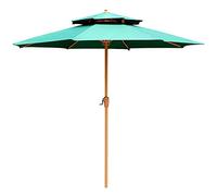 Patio Umbrella 9ft Garden Shade Umbrella with Imitation Wood Metal Pole, Patio Umbrella for Backyard/Hotel/Photo Studio, Ventilation Double Top