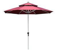 Patio Umbrella Windproof Sun Shade Umbrella with Hand Crank, Sun-Resistant Waterproof Beach Playing Fields Outdoor Market Umbrella, Ventilation Double Top