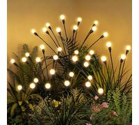 PATIOPIA Luces solares de jardín, 20 luces LED de luciérnaga para jardín, luces solares para exterior, luces solares para decoración de caminos de patio (2piezas, blanco cálido)