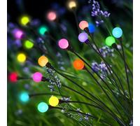 PATIOPIA Luces solares de jardín decoración navideña, 2 piezas luces solares de luciérnaga, luces solares de balanceo, luces solares al aire libre para decoración de patio, camino (colorido)