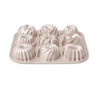 patisse 04521 - Molde 9 mini kouglofs, molde para tartas 9 mini bundt cakes - aluminio fundido beige dorado, 24 x 24 x 4,5 cm