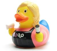 Patito de baño Frisörin I Patito chirrido I L: 8,5 cm I Incluye llavero de pato de baño en el set