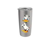 Patito feo ¿Quién yo? Flash de tatuaje de pato marinero Vaso térmico de acero inoxidable de doble pared