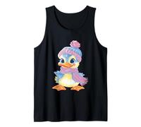 Patito Sonriente Invierno Lindo pájaro Retrato gráfico Pato Camiseta sin Mangas