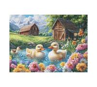 Patitos Lago Campo de Flores Campo Naturaleza Salvaje Puzzle 500 Piezas Colorido Cartón Rompecabezas Familiar para Toda La Familia Juguete Educativo 3D Maquetas Construir 500 PCS