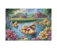 Patitos primavera flores arroyo fauna silvestre naturaleza salvaje Puzzles 300 Piezas Juguete Educativo 3D Interactivo Rompecabezas Familiar Para Toda La Familia Entretenimiento Creativo Decorativo 30