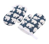 PATKAW 2 Piezas Guantes de Horno Infantiles de Algodón Grueso, Protección Térmica Segura para Microondas y Cocina, Diseño Azul Oso, para Hornear y Asar en Hogar y Restaurante