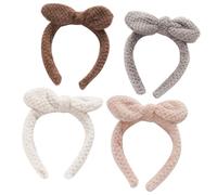 PATKAW 4 Diademas de Maquillaje de Invierno para Mujer y Niña, Accesorio de Tela Agradable y Cómodo para Lavar la Cara y Deportes, sin Presión Cabeza