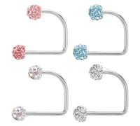 PATKAW 4 Piezas Anillos para Labios Estilo Herradura Metálicos Colores Blanco Rosa Agua y AB Joyería para Perforación del Labio Decoración Piercing Corporal Mujer