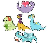 PATKAW Alfileres de Dinosaurio de Dibujos Animados, 5 Piezas, Aleación Portátil, Decoración para Ropa, Diseño Creativo y Estilo Divertido para Graduación y Uso Diario Varios estilos
