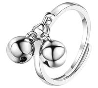 PATKAW Anillo Ajustable Abierto de Doble Campana Colgante, Diseño Creativo y Lindo, Anillo de Dedo de Mujer para Uso Diario y Fiestas, Joyería Decorativa Resistente y Versátil