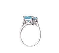 PATKAW Anillo de Mujer Elegante Topacio Azul y Aleación, Diseño Vintage Redondo para Compromiso o Salidas Nocturnas, Joya de Moda y Originalidad