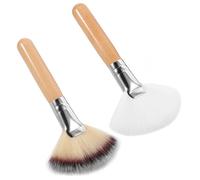 PATKAW Brochas de Maquillaje y Mango de Madera Pack de 2 en Forma de Abanico Cerdas Suaves de Nylon sin Pérdida de Pelo para Polvo y Rubor Cómodo para Maquillaje Diario