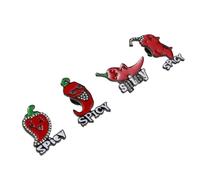 PATKAW Broches de Chile Rojos para Mujer, Aleación de Zinc Resistente al Desgaste, Diseño Moderno y Versátil, Paquete de 4 para Uso Casual y Ocasiones Variadas