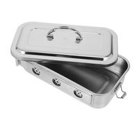 PATKAW Caja de Acero Inoxidable con Tapa y Orificios para Instrumentos Médicos, Resistente a Altas Temperaturas, con Asa y Tamaño 8 Pulgadas para Esterilización