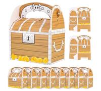 PATKAW Caja de Papel Reutilizable para Pasteles Diseño de Cofre del Tesoro Pirata, 20 Piezas Asa para Fiestas Temáticas y Juegos de Rol de Aventura