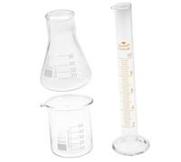 PATKAW Cilindro de Medición de Material Sintético para Kit de 3 Piezas y Vasos de Precipitación Escala Fácil de para Proyectos Experimentales