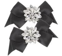 PATKAW Clips para Zapatos de Mujer Lazo de Cristal 2 Piezas, Accesorios de Tela Decorativos para Tacones y Zapatos Planos, Adornos Elegantes Reutilizables para Bodas y Fiestas