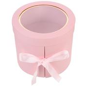 PATKAW Contenedor para Arreglos Floral de Doble Capa, Caja de Presentación Redonda Rosa, para Embalaje de Regalos en Cumpleaños y Eventos Románticos, 1 Unidad