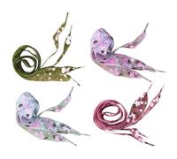 PATKAW Cordones Transparentes Anchos 2,8 Cm Estampado Floral, 140 Cm de Largo, Pack de 4 Pares (rojo, Verde, Azul, Morado) para Zapatos Casuales, Deportivos y Botas