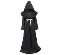 PATKAW Disfraz de Clérigo Medieval para Halloween Túnica de Poliéster Negra y Capucha, Accesorio Cosplay Adecuado para Víspera Eventos de Performance