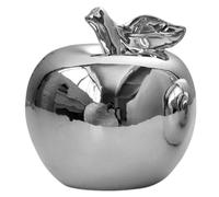 PATKAW Frutero de Cerámica Miniatura Forma de Manzana Plateada para Decoración de Mesa y Sala, Pieza Única Brillante de 1 Unidad