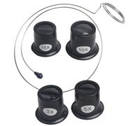 PATKAW Lupa de Joyería Manos Libres Vidrio Resistente, Clip Ajustable y Alambre de Acero Extraíble, Juego de 4 Piezas para Reparación de Relojes y Trabajos de Precisión Color Aleatorio