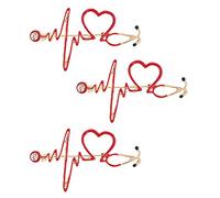 PATKAW Médicos Creativos 3 Piezas Diseño de Electrocardiograma para Uniforme de Enfermera, Accesorios para Prevención de Epidemias, Decoración para Ropa Sanitaria