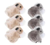 PATKAW Pasadores de Pelo de Peluche Koala 6 Piezas, Horquillas Decorativas para Niña en Gris y Caqui, Clips Laterales de Dibujos Animados para Peinados y Accesorios de Cabello Adorable
