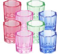 PATKAW Set de 8 Vasos de Vidrio Decorativos para Manicura Profesional, Soporte para Líquido de Uñas, Diseño Delicado y Colorido para Mezclar Esmaltes y Lavar Pinceles Color Aleatorio