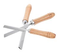 PATKAW Soporte de Madera y Acero Inoxidable Cuchillas Mango de para 3 Piezas Superficie Lisa y Diseño Ergonómico para Utensilios de Cocina