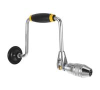 PATKAW Taladro de Manivela de Acero Broca de 4 Mordazas de 12 Pulgadas, Herramienta Portátil para Carpintería y Manualidades, Mango Antideslizante para Bricolaje