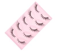 PATKAW Tira de Pestañas Postizas Negras 5 Pares para Ojos de Gato, Material Sintético Ligero, Fácil de Colocar sin Residuo Adhesivo, Adecuado para Maquillaje Diario y Disfraces